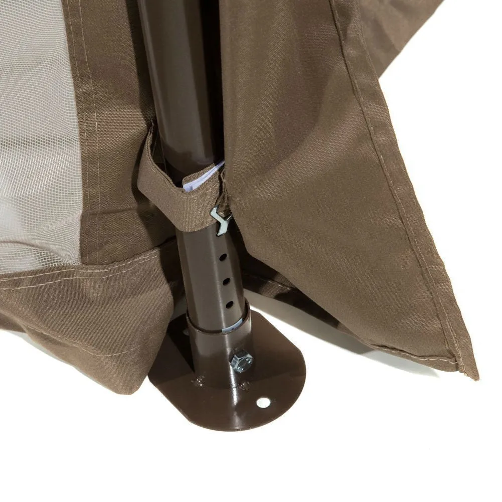 10ft x 12ft Solid Steel Gazebo Patio Canopy with Mosquito Netting in Tan Brown