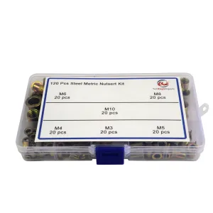 120pc Metric Nutserts M3,M4,M5,M6,M8,M10 Grab Kit Assortment
