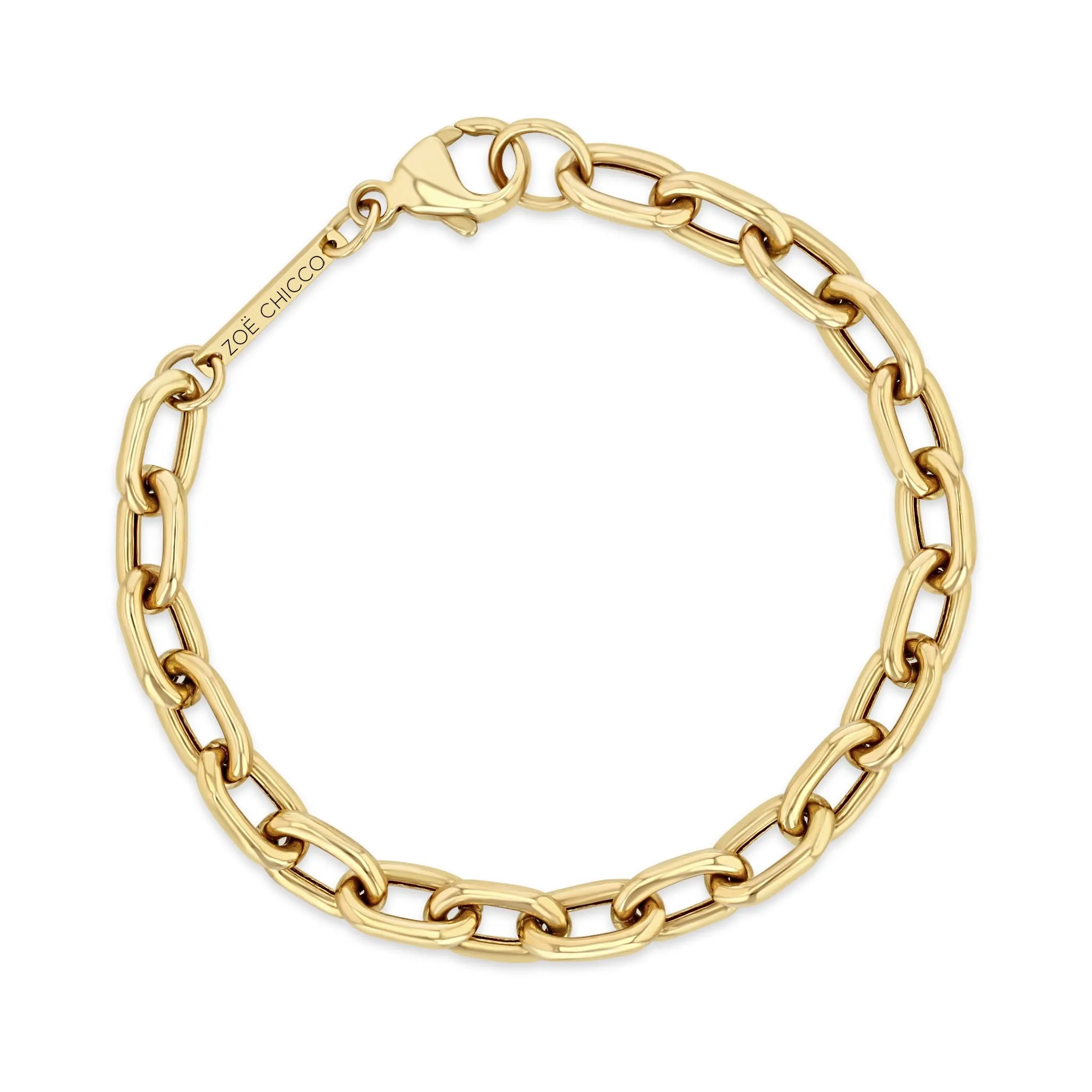 14k Extra Large Square Oval Link Chain Bracelet