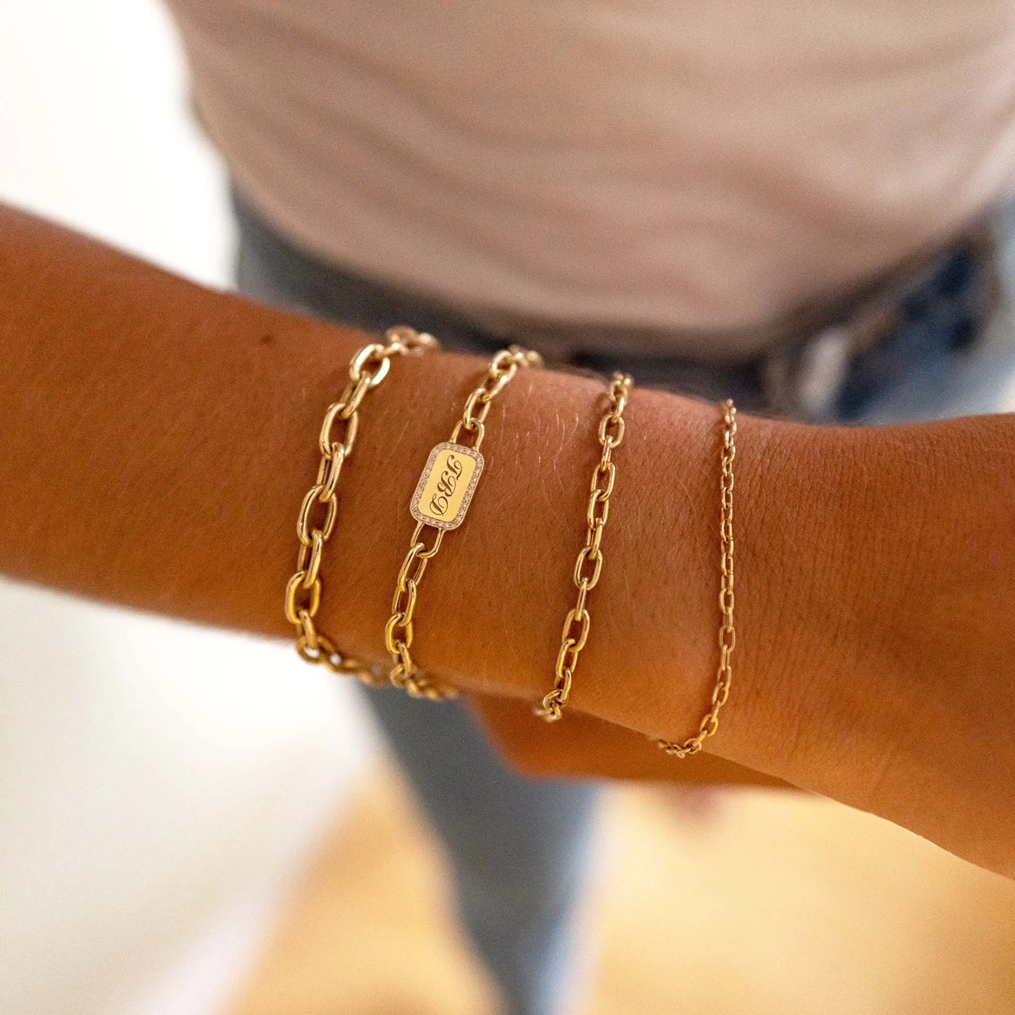 14k Extra Large Square Oval Link Chain Bracelet