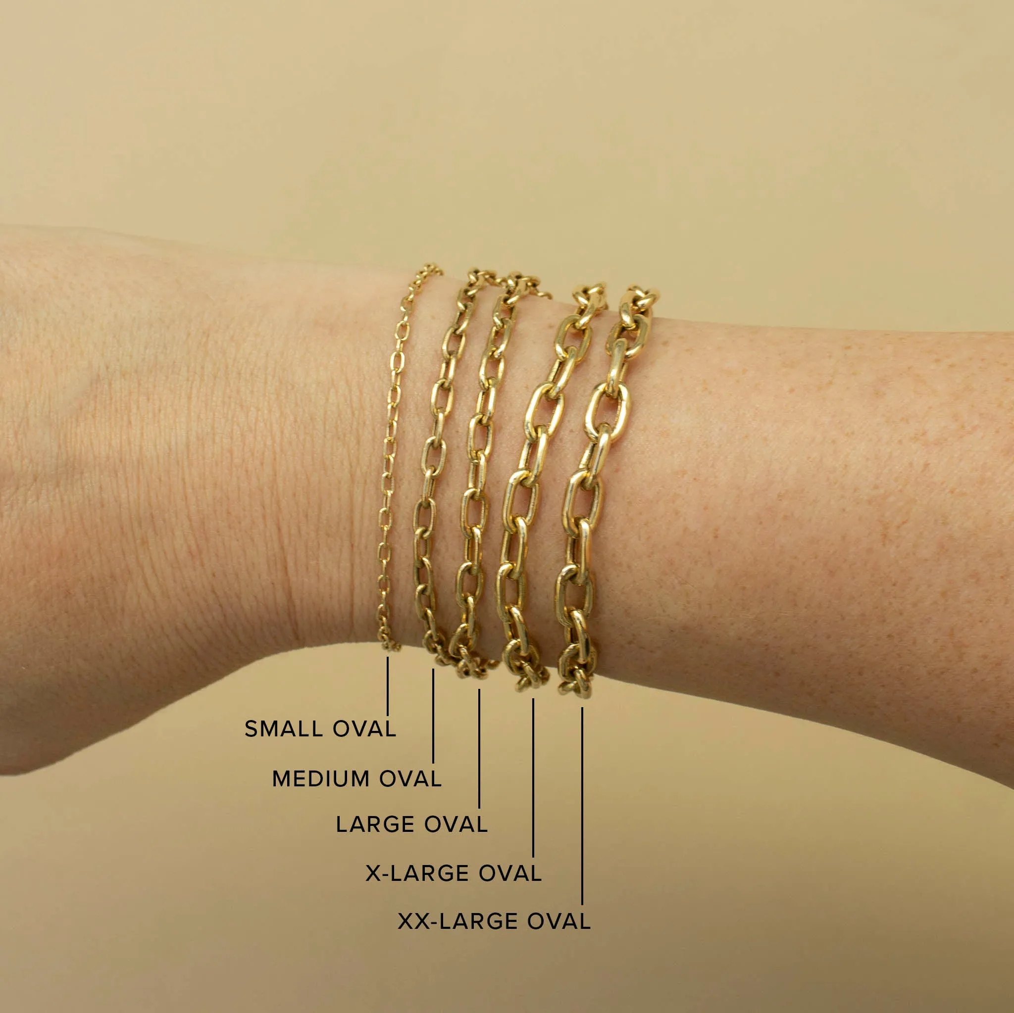 14k Extra Large Square Oval Link Chain Bracelet