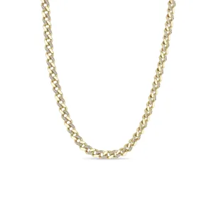 14k Gold & Alternating Pavé Diamond Medium Curb Chain Necklace