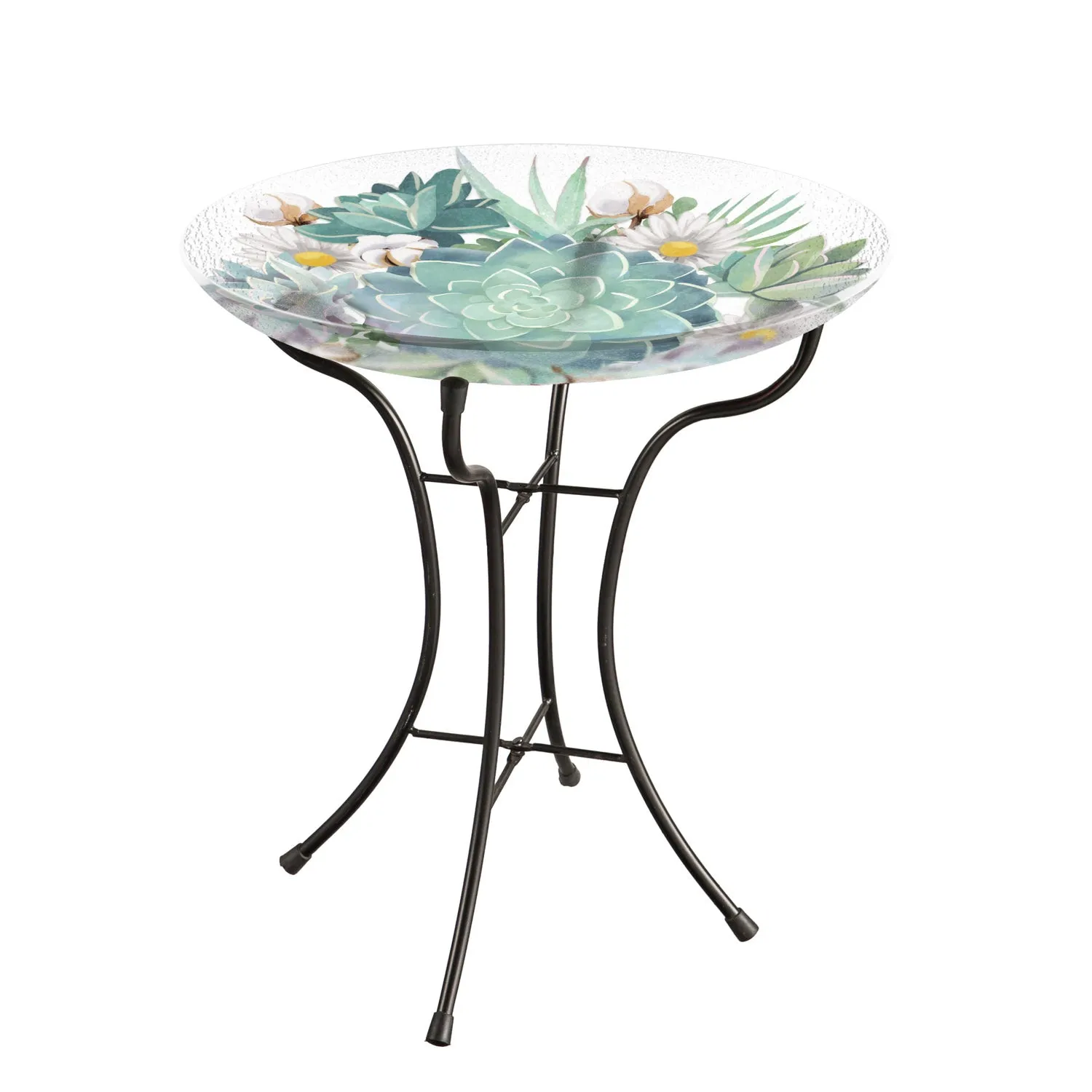 16" Glass Bird Bath w/Stand, Harvest Succulents,2gb1210