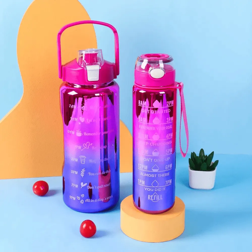 2 Pack Metallic Designed Motivation Water Jugs