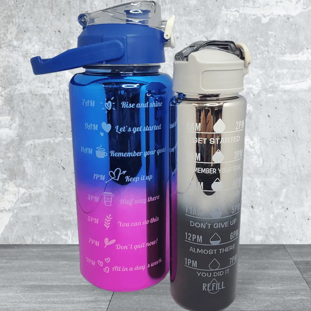 2 Pack Metallic Designed Motivation Water Jugs
