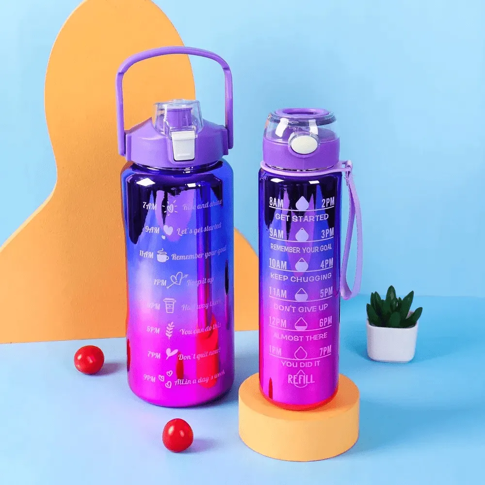 2 Pack Metallic Designed Motivation Water Jugs