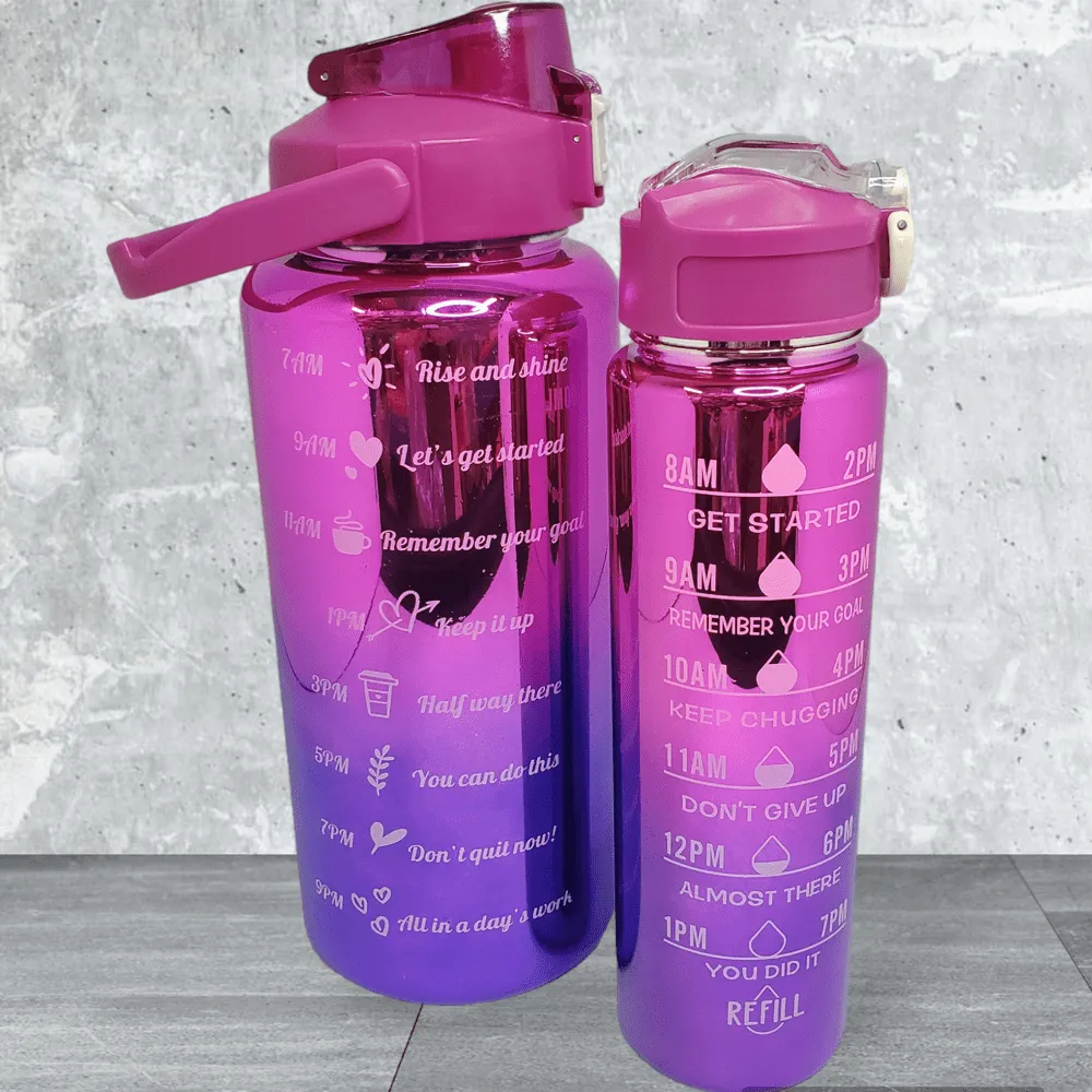 2 Pack Metallic Designed Motivation Water Jugs