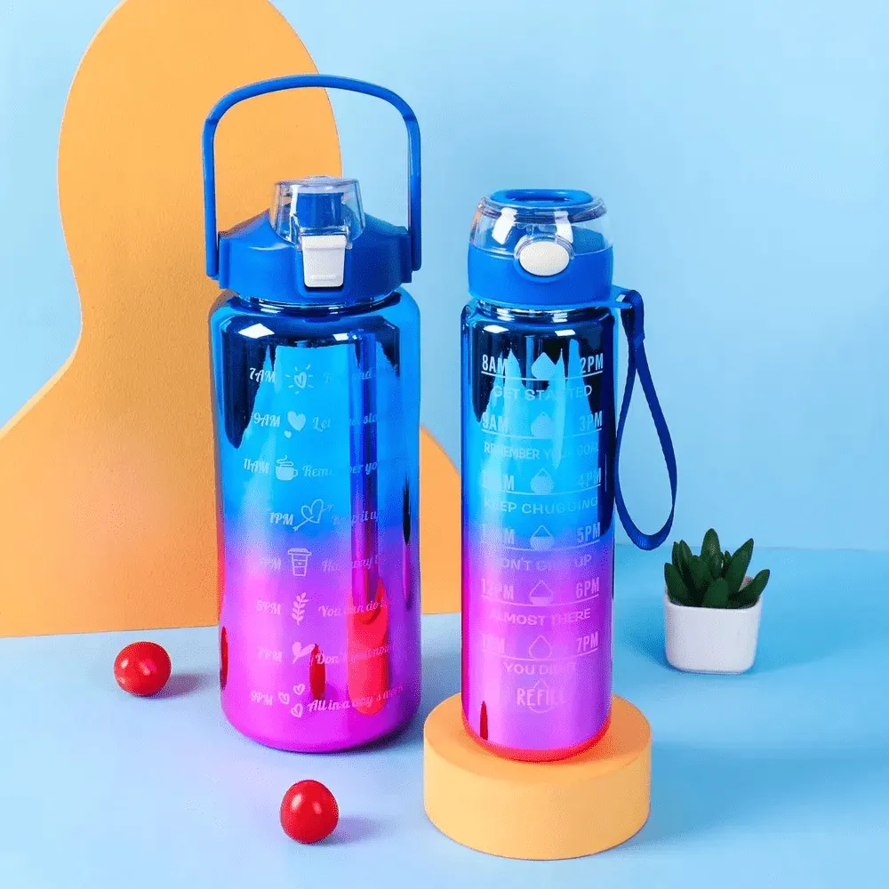 2 Pack Metallic Designed Motivation Water Jugs