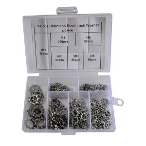 300pc Stainless Steel Lock Washer Grab Kit