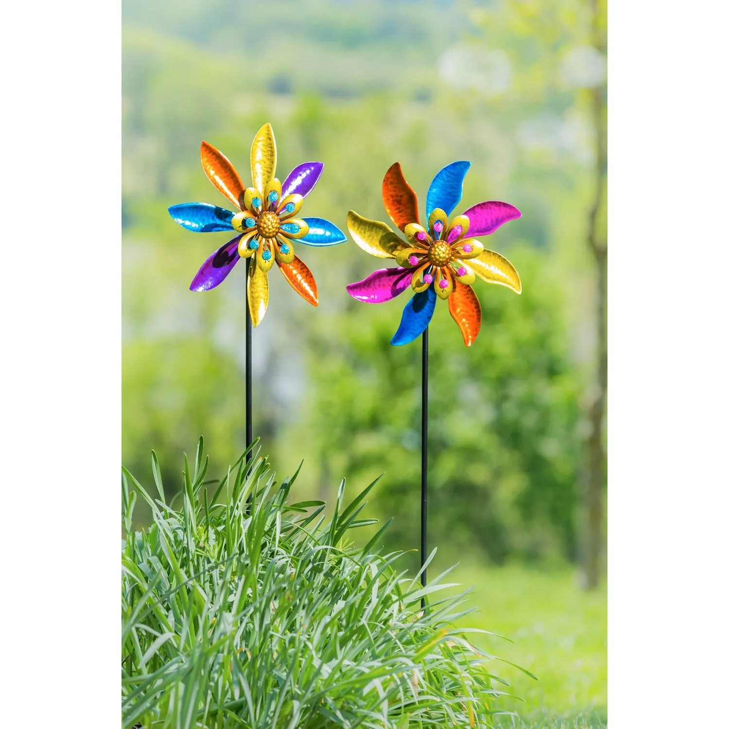 48"H Rainbow Windmill Wind Spinner Stake, 2 ASST.,47m3097