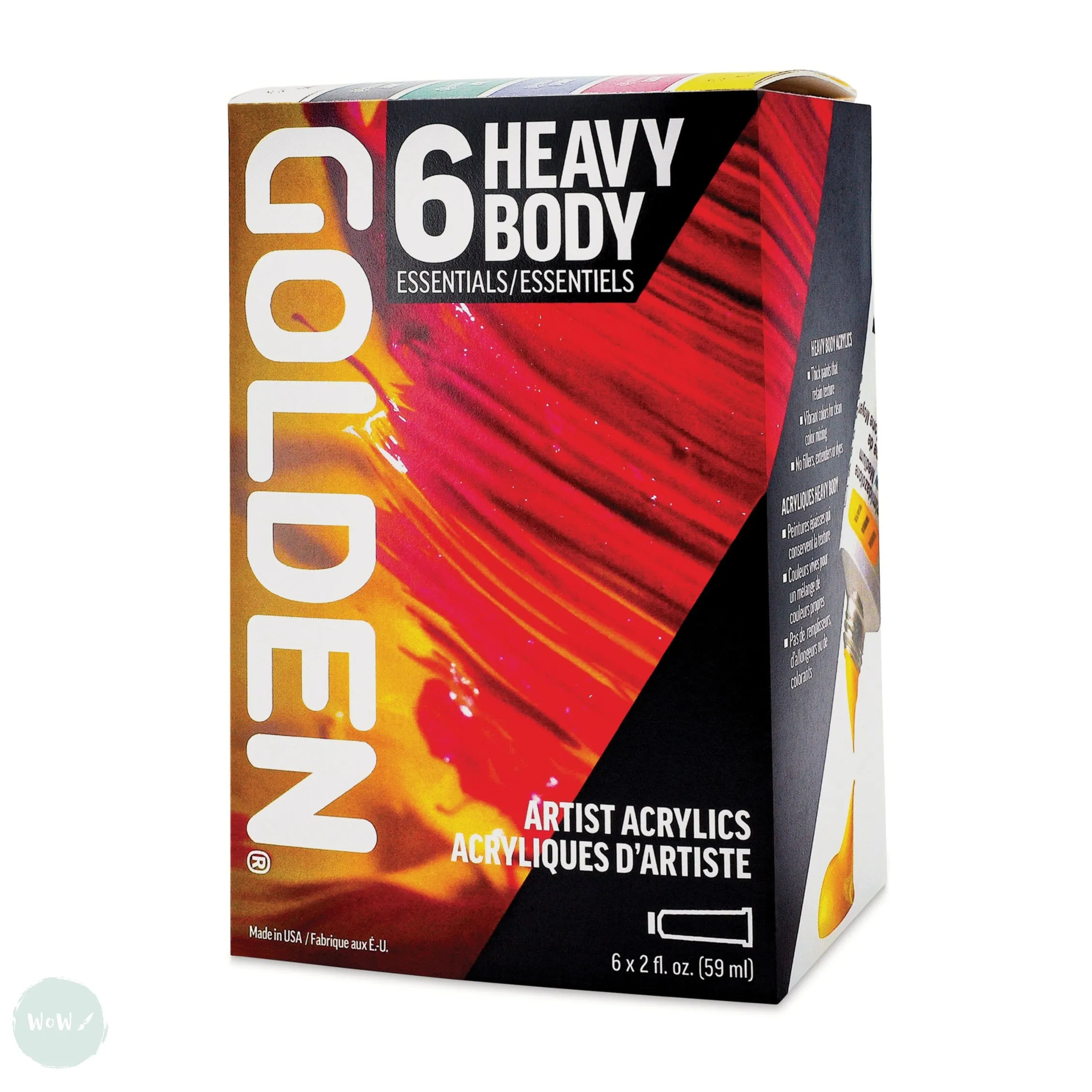 Acrylic Paint Set- Golden HEAVY BODY - ESSENTIALS SET - 6 assorted 59ml tubes