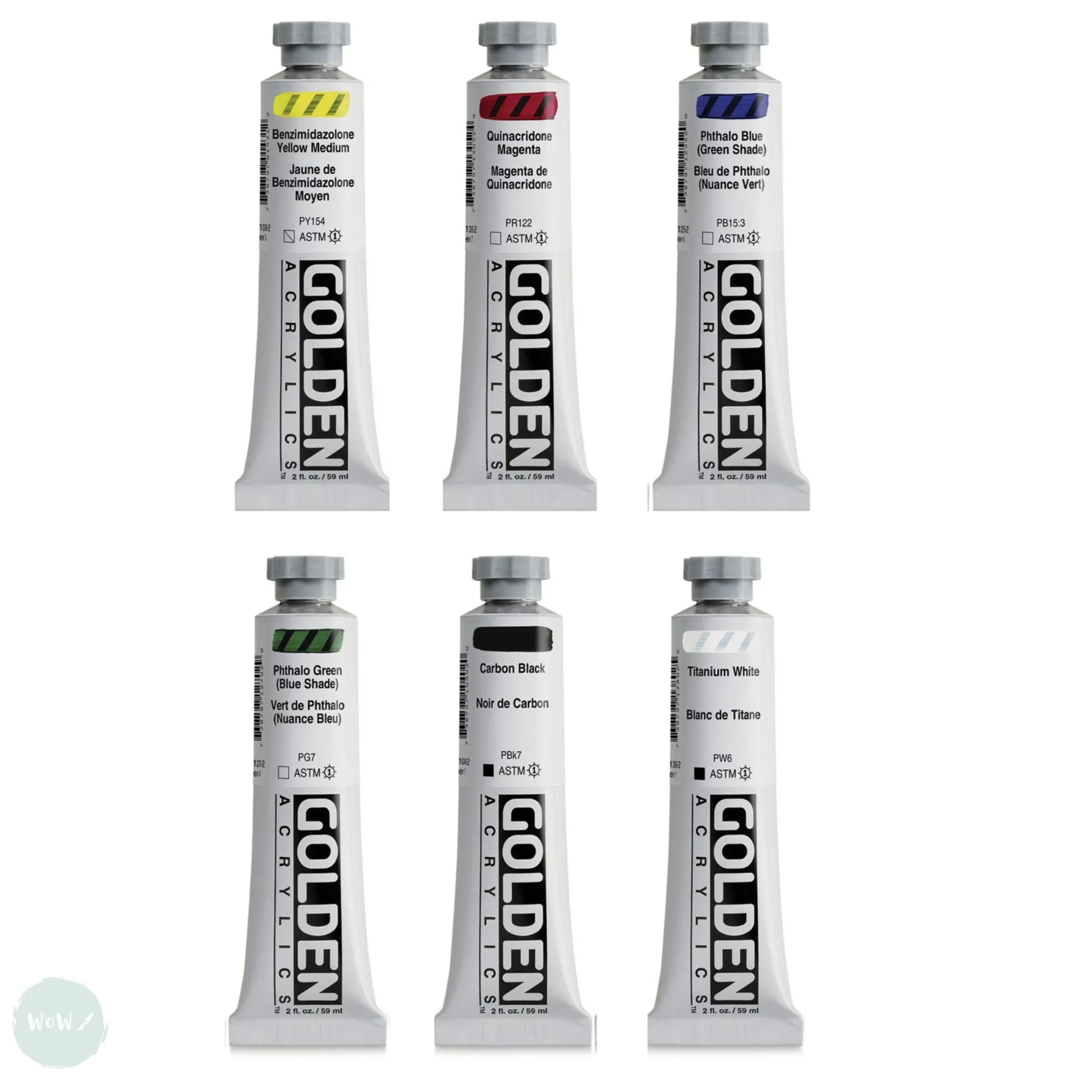 Acrylic Paint Set- Golden HEAVY BODY - ESSENTIALS SET - 6 assorted 59ml tubes