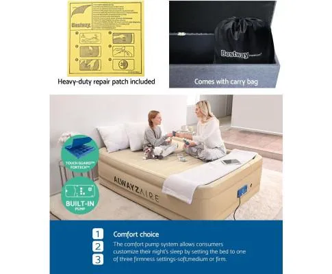 Air Qurrn Bed Inflatable Mattress Fortech Built-in AC Pump Home Sleeping
