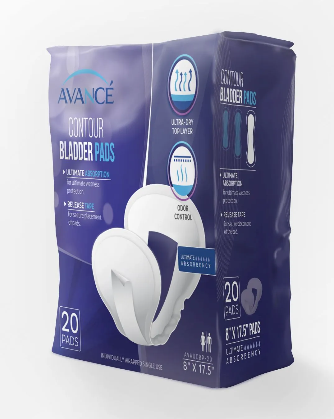 Avancé Ultimate Absorbency 8" x 17.5" Contour Bladder Pads
