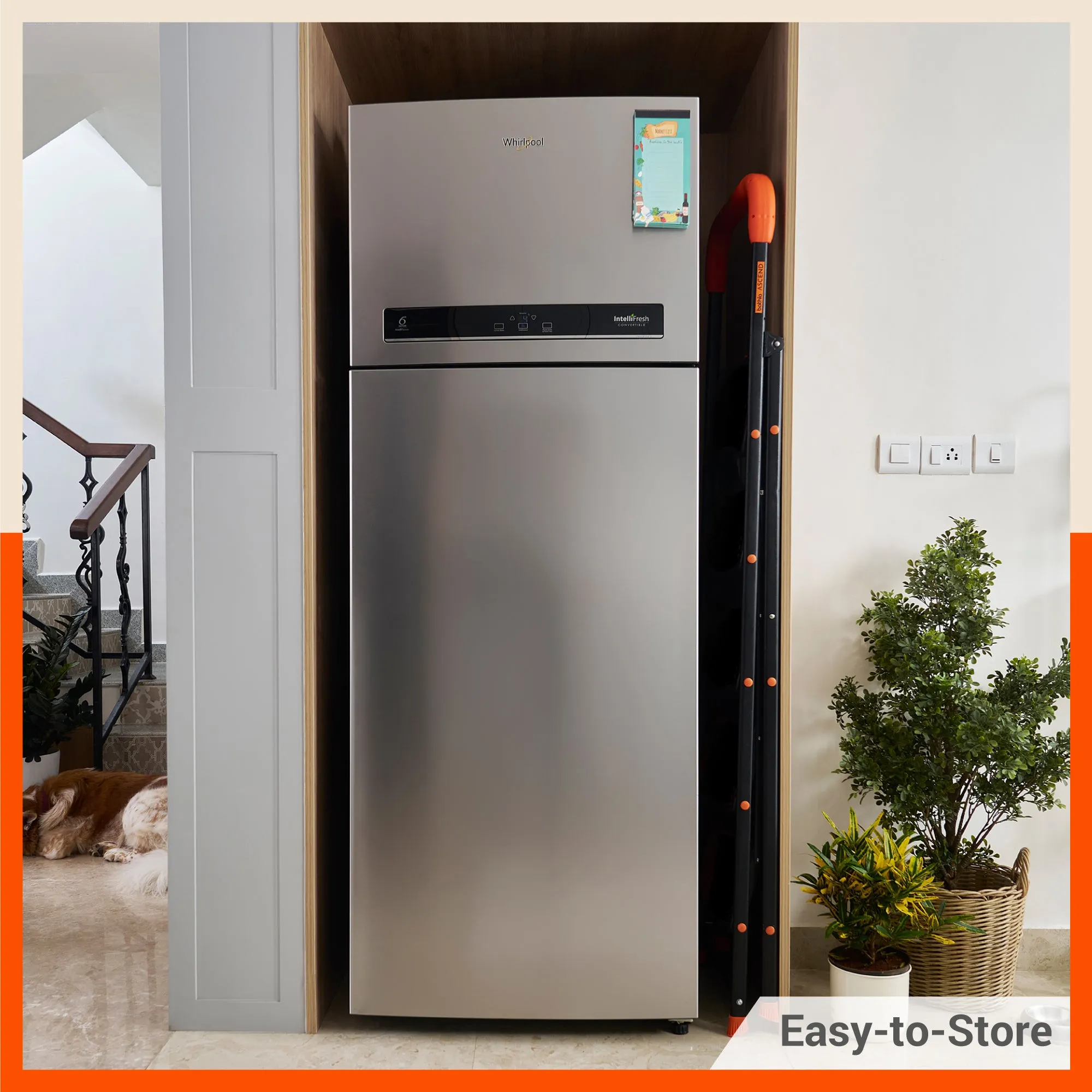 Bathla Ascend 5 Step Heavy Duty Steel Ladder for Home - Orange & Black
