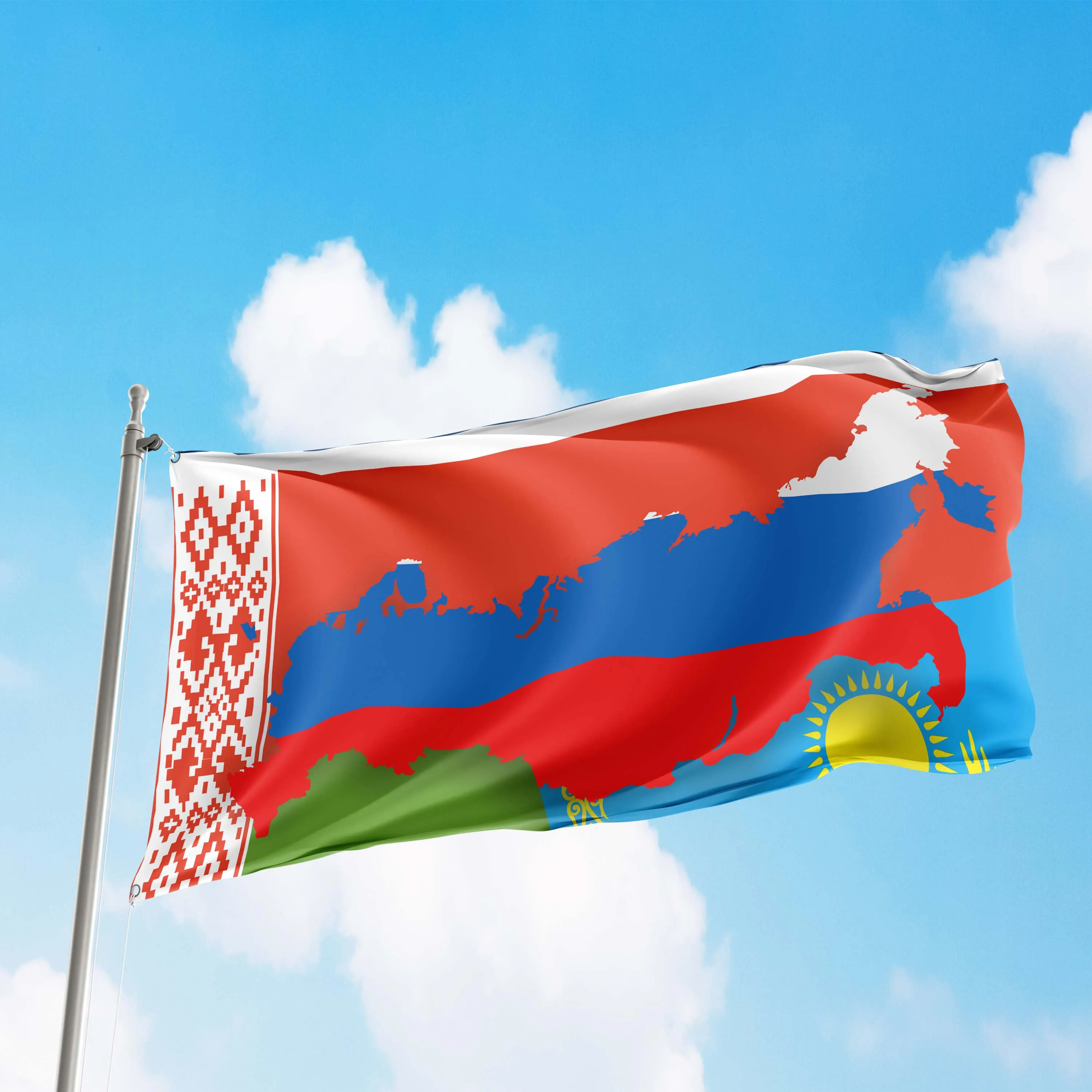 Belarus and Russia Together Flag Banner