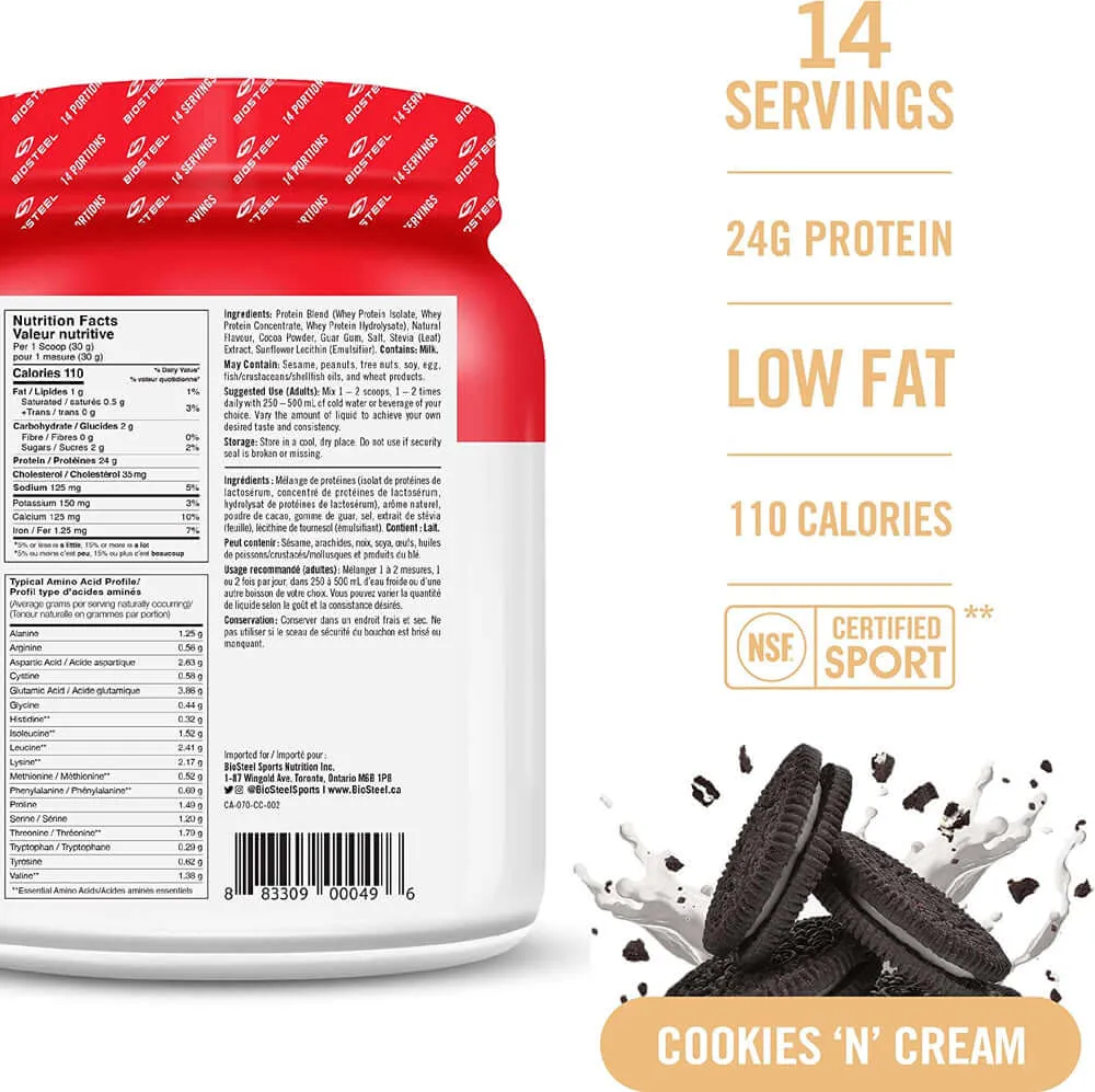Biosteel 100% Whey Protein Cookies 'N' Cream 14 Servings