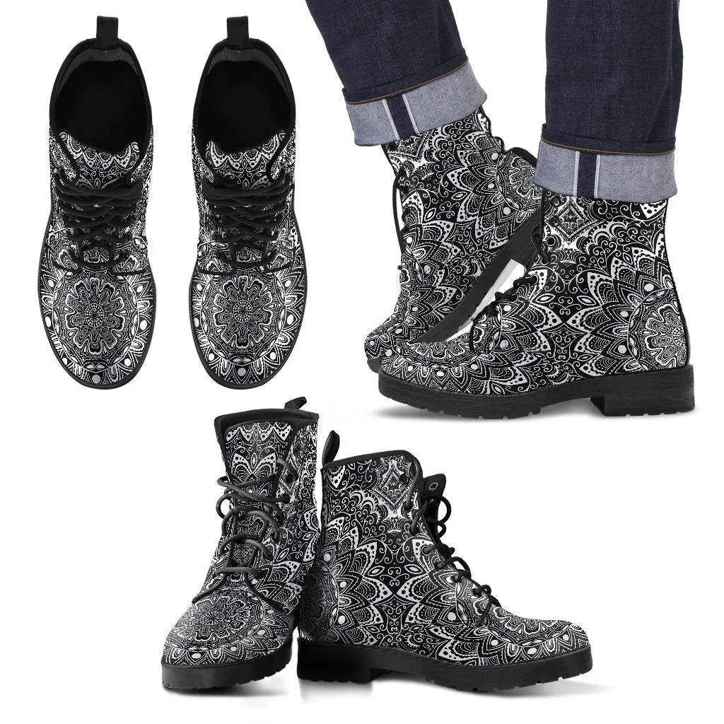 Black and White Mandala Men's Boots