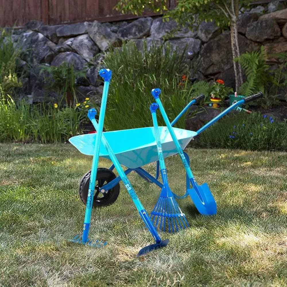 Blue Dinosaur Kids Gardening Set| Real Sturdy Steel Tool set with Gloves