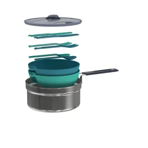 Camping and bivouacking cooking set in stainless steel 100 - 2 persons-10 items.