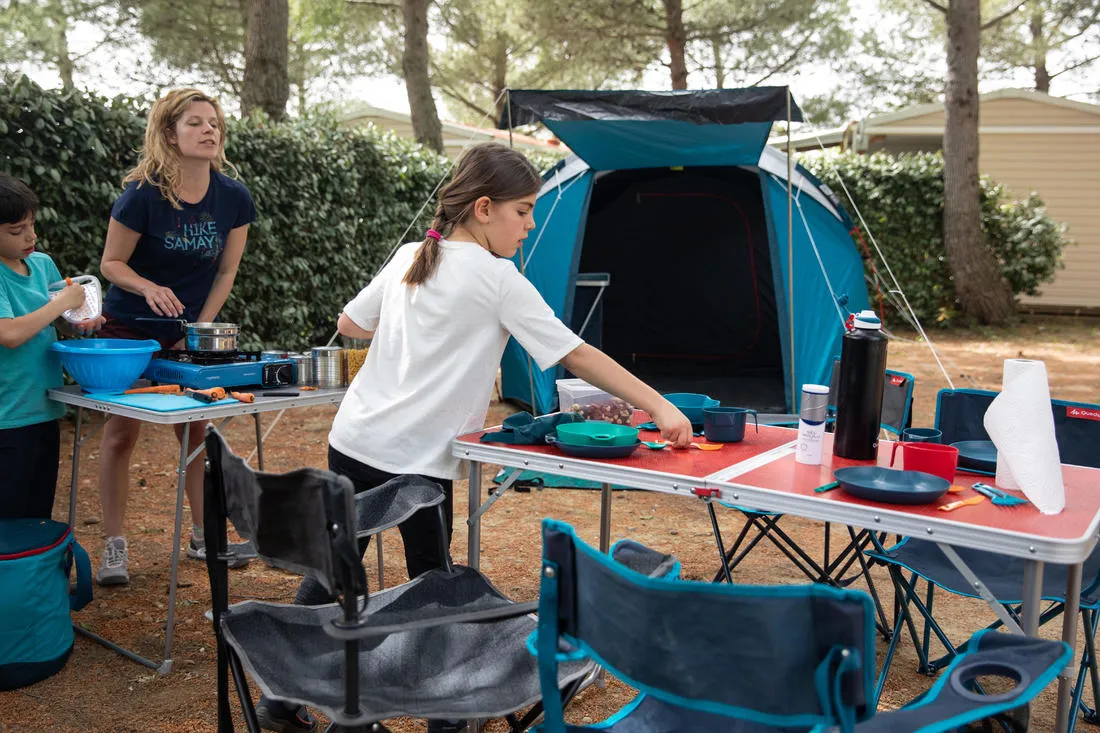 Camping and bivouacking cooking set in stainless steel 100 - 2 persons-10 items.