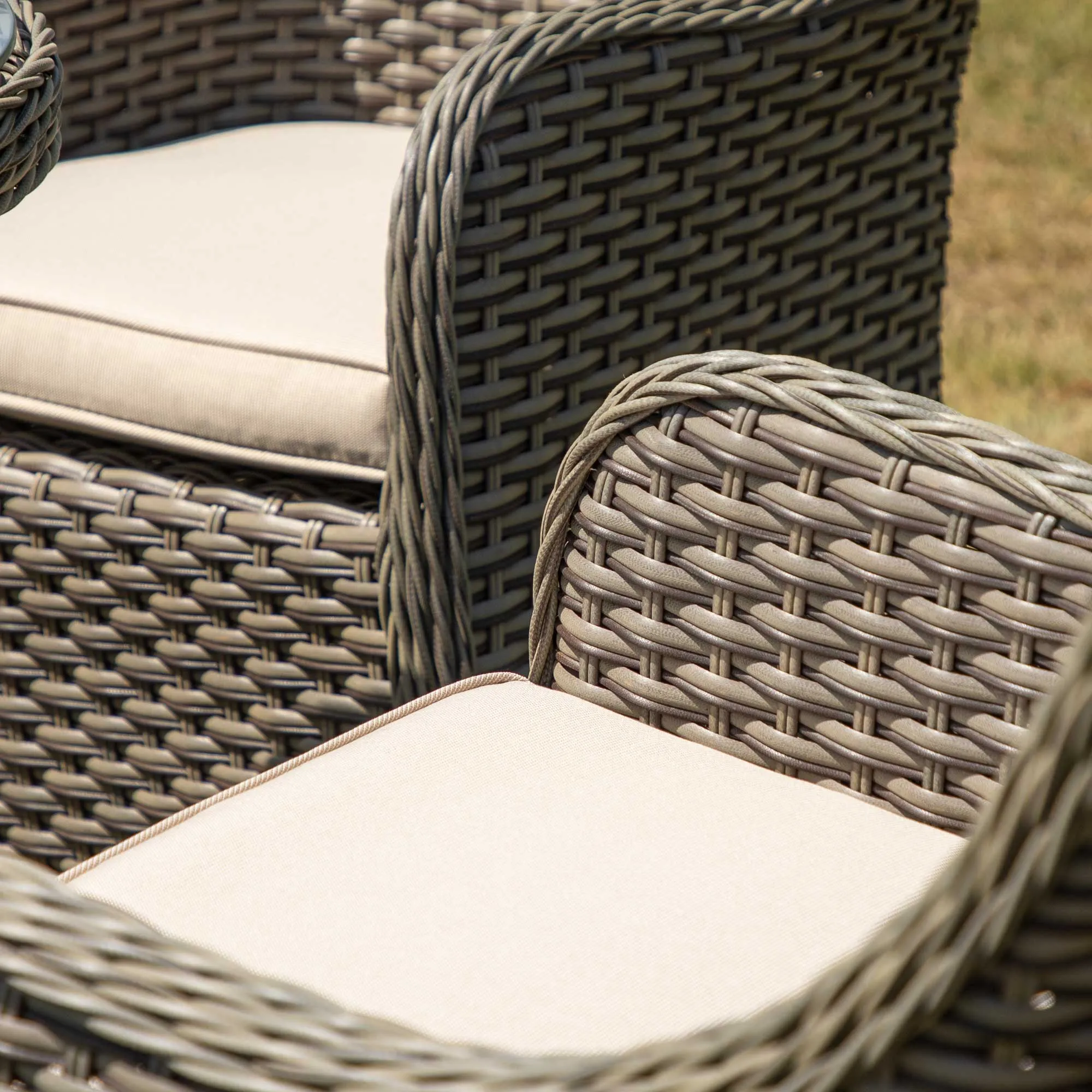 Chester 3 Piece Rattan Wicker Outdoor Dining Set with Tempered Glass Table Top, Brown - DG86