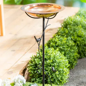 Copper plating Iron Bird Bath with Birds,phe034