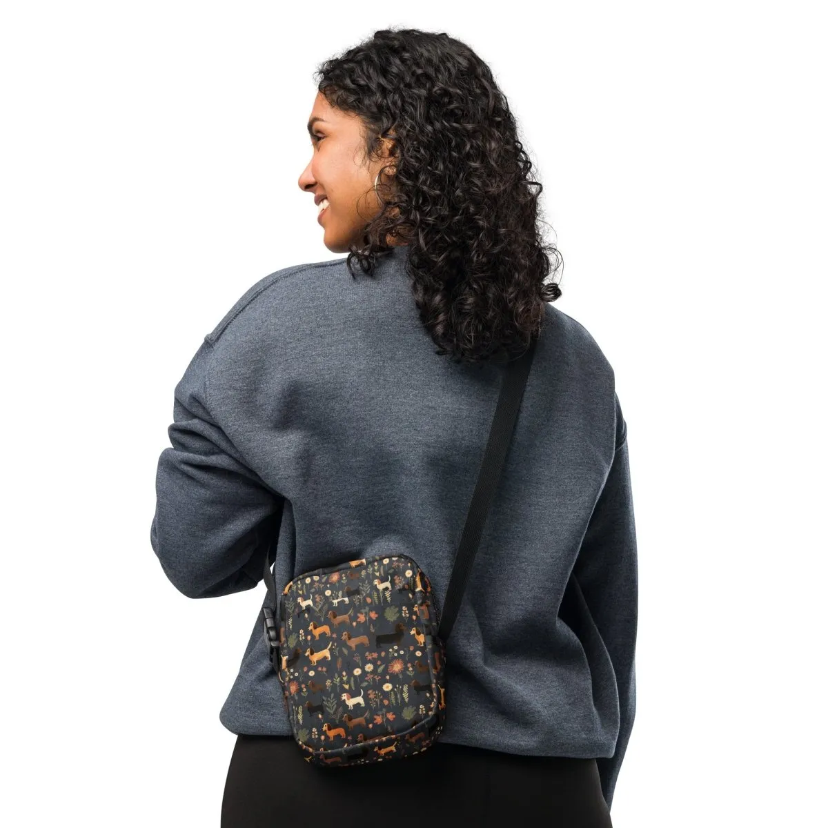 Dark Grey Dachshund Crossbody Bag