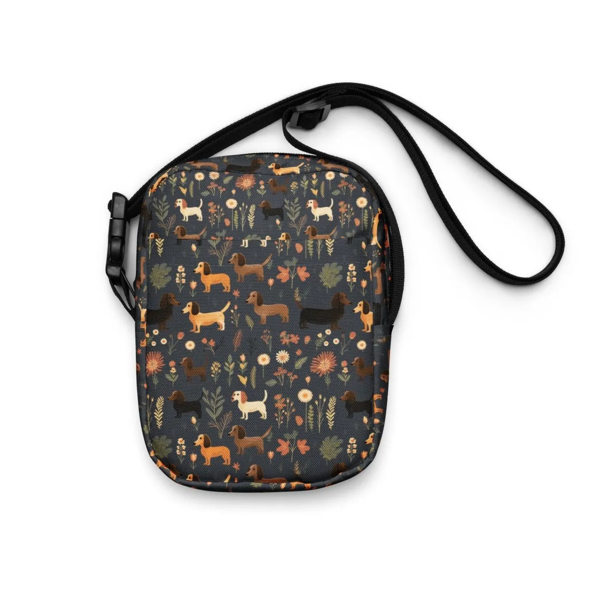 Dark Grey Dachshund Crossbody Bag