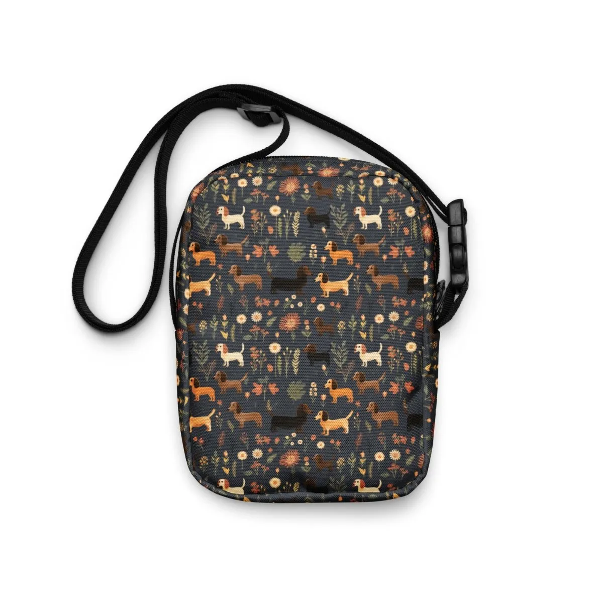 Dark Grey Dachshund Crossbody Bag
