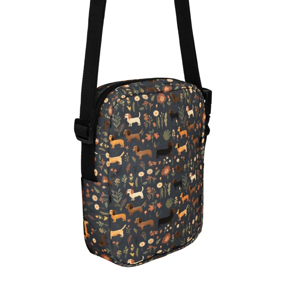 Dark Grey Dachshund Crossbody Bag