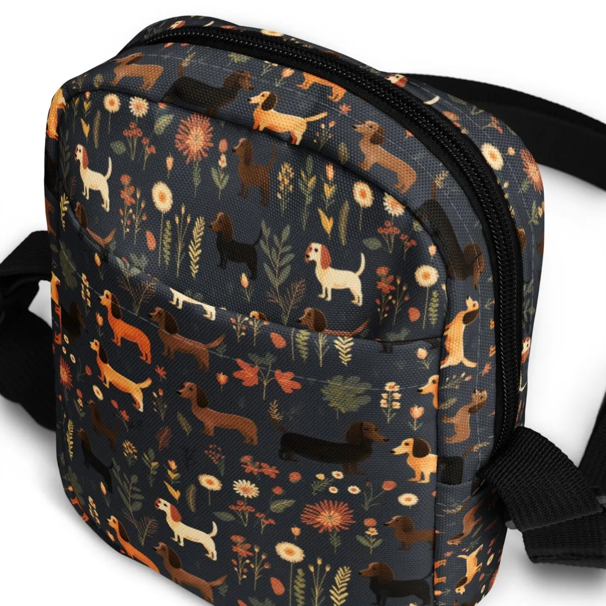 Dark Grey Dachshund Crossbody Bag