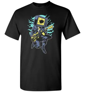 Death Rock Shirt - Punk TV Head Rocker With Guitar. Horror Goth Hard Rockin Heavy Metal T-Shirt