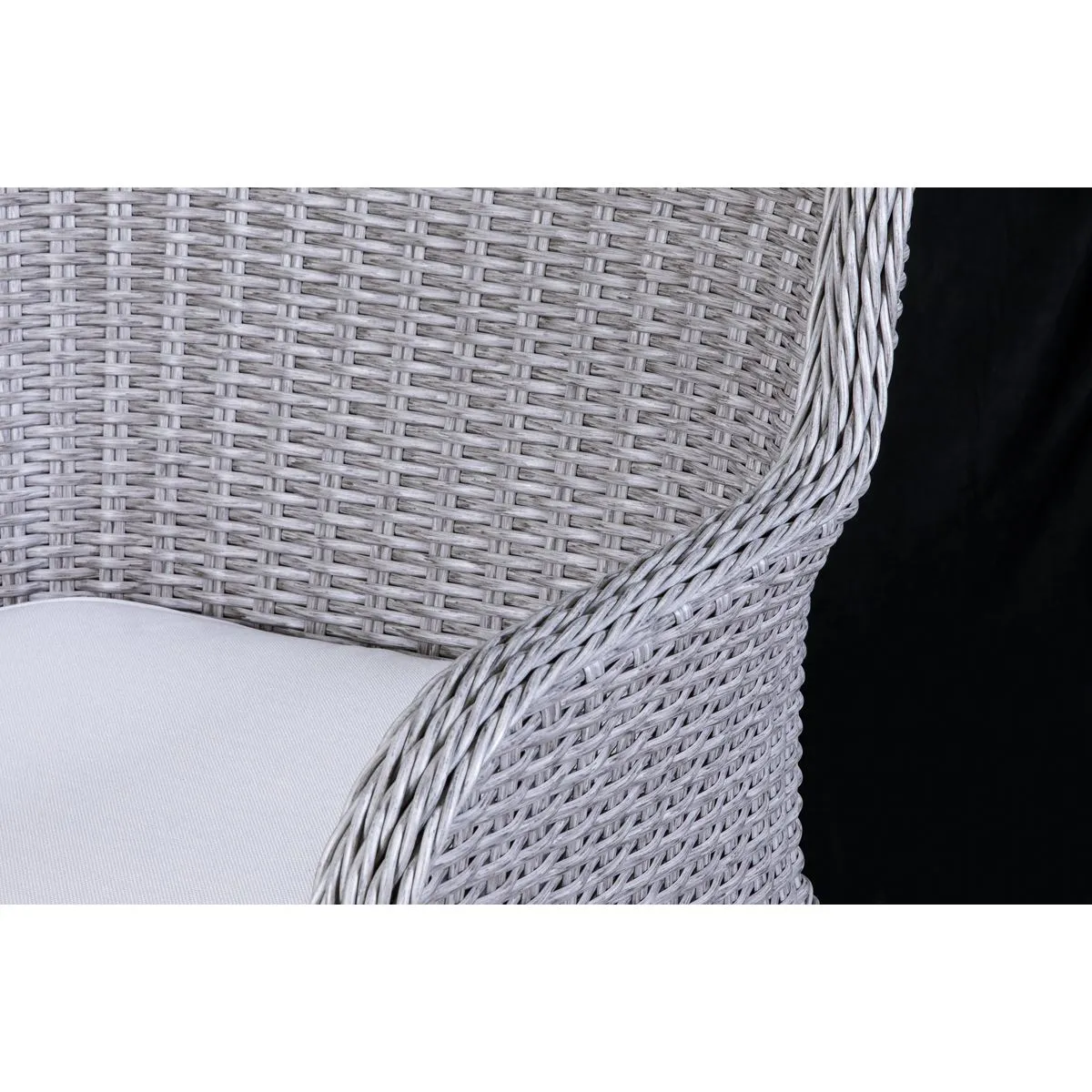 Dellonda Buxton Rattan Wicker Outdoor Dining Armchairs with Cushion, Set of 2, Grey