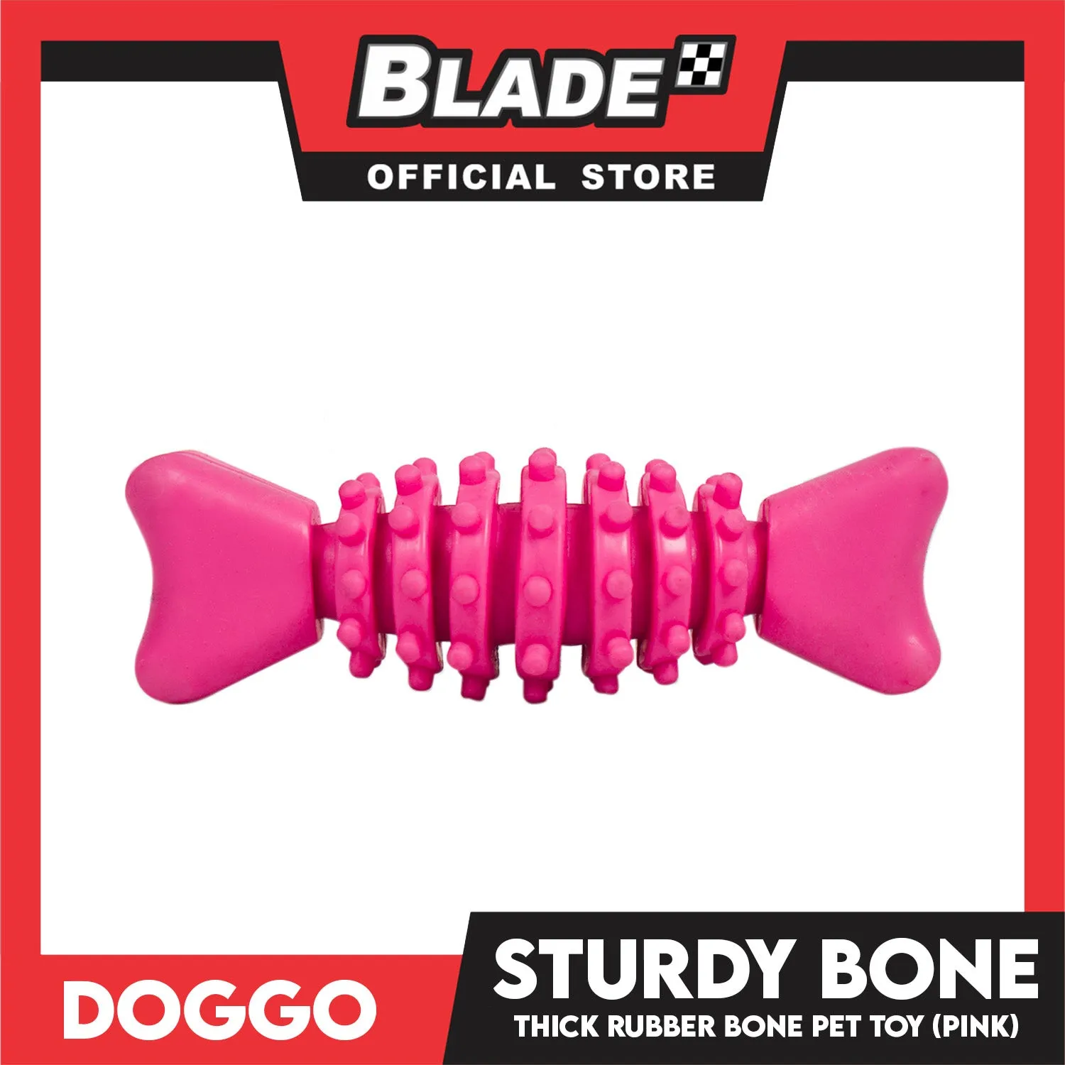 Doggo Sturdy Bone (Pink) Small Size Thick Rubber Material Pet Toy