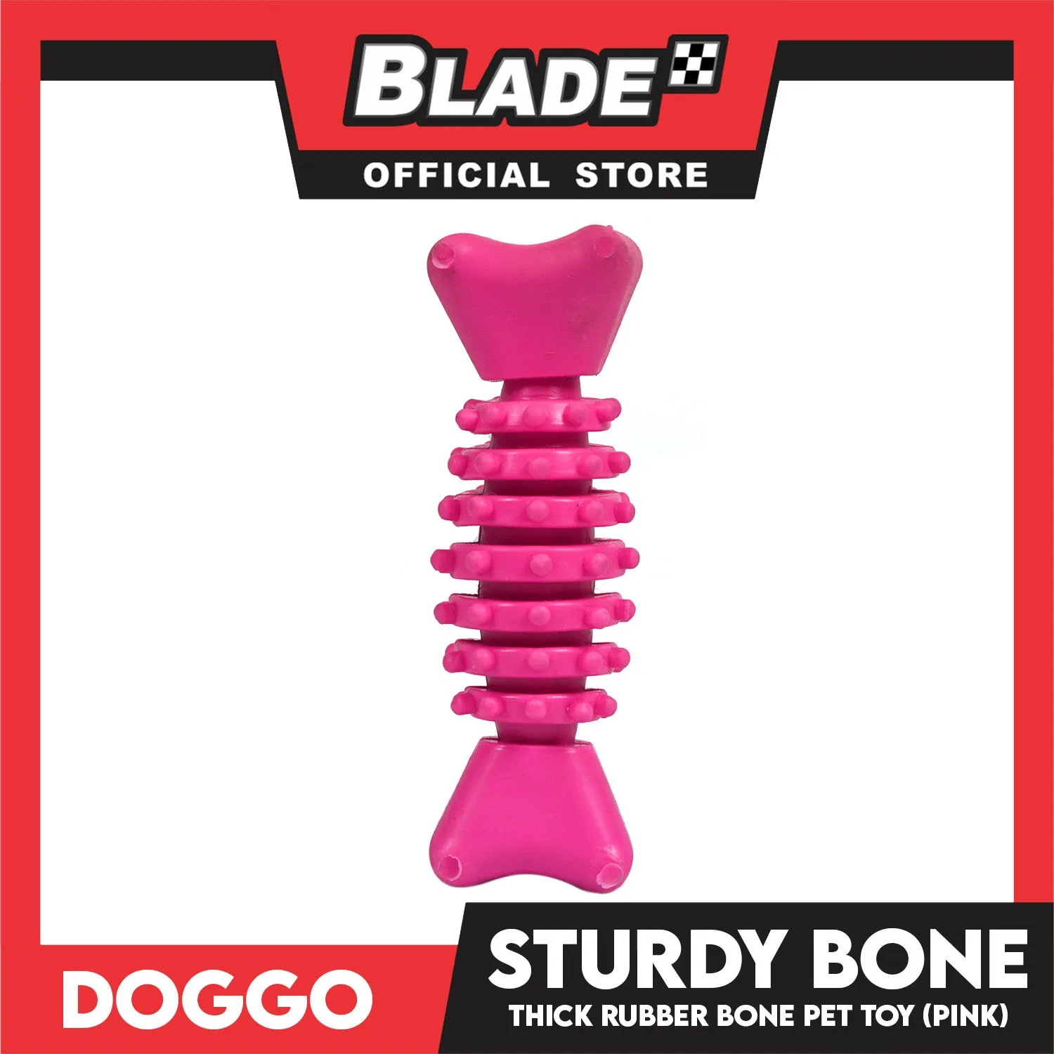 Doggo Sturdy Bone (Pink) Small Size Thick Rubber Material Pet Toy