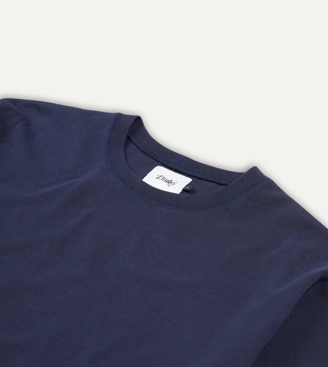 Drake's Cotton Crew Neck Hiking T-Shirt - Navy