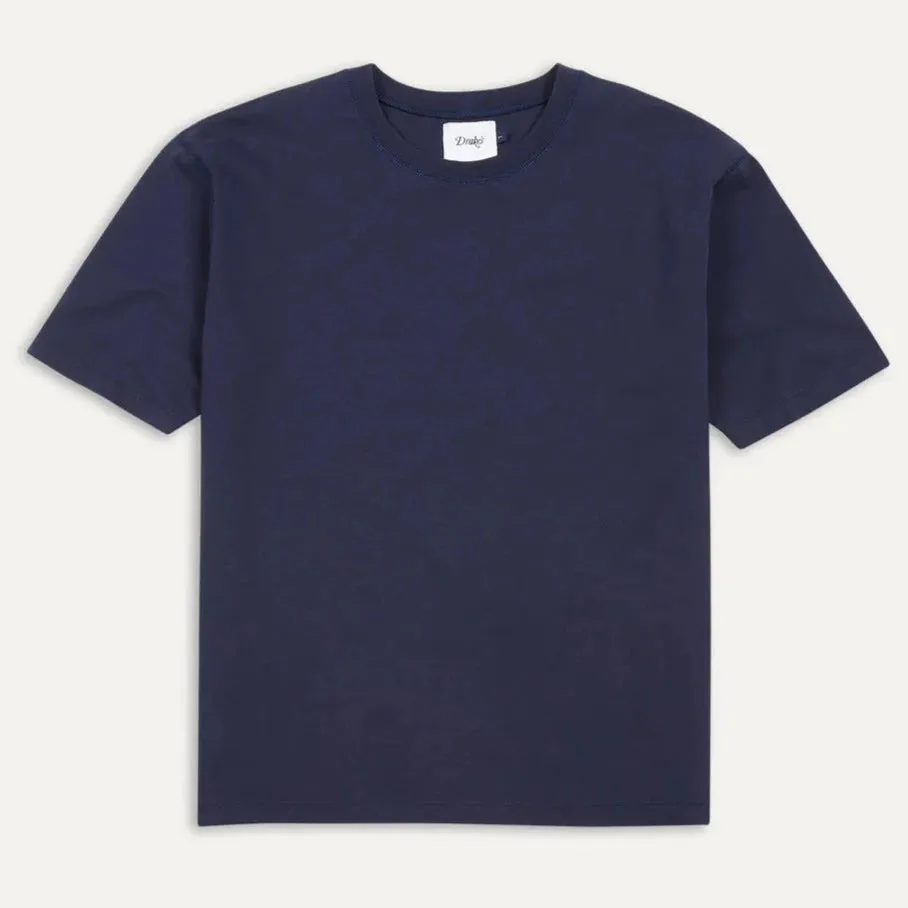 Drake's Cotton Crew Neck Hiking T-Shirt - Navy