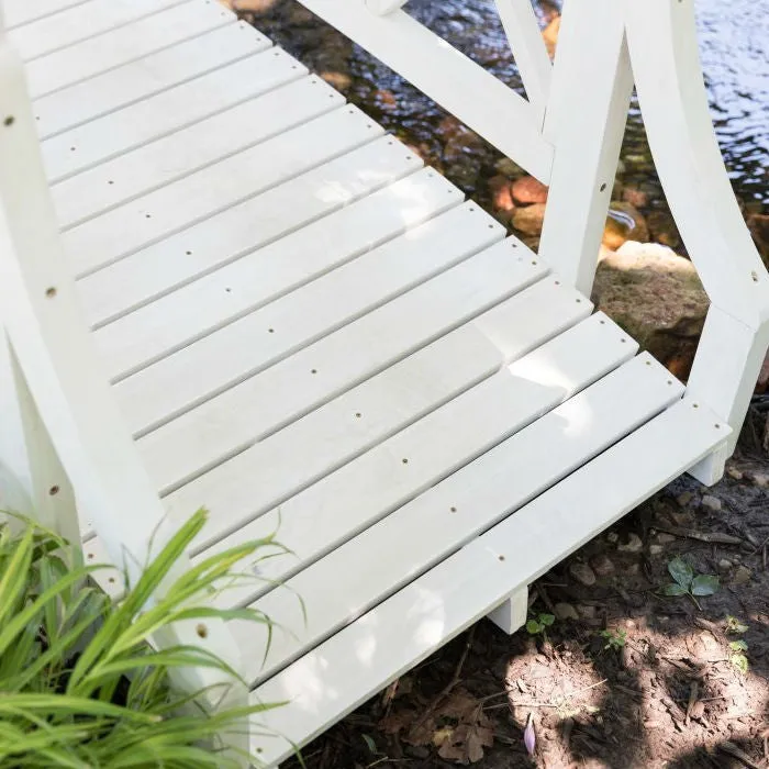 Durable White 6ft Canadian Hemlock Garden Bridge