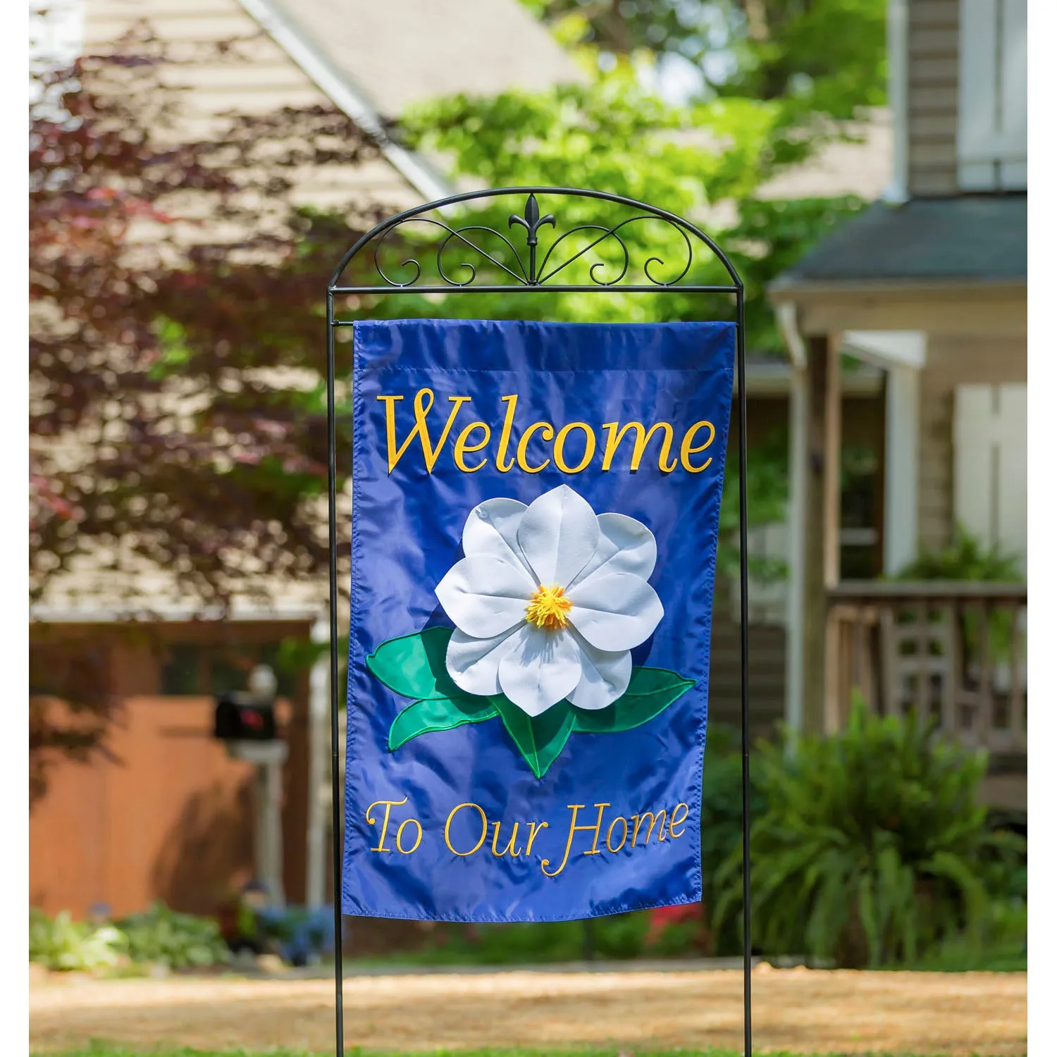 Evergreen Flag Hardware,Fleur de Lis House Flag Arbor Stand,30.3x7x75.5 Inches