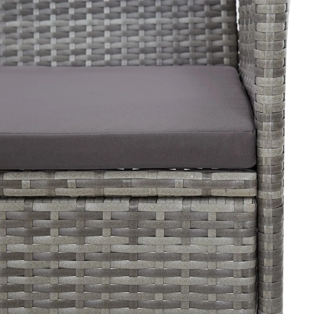 Garden Bench with Cushion Poly Rattan Gray