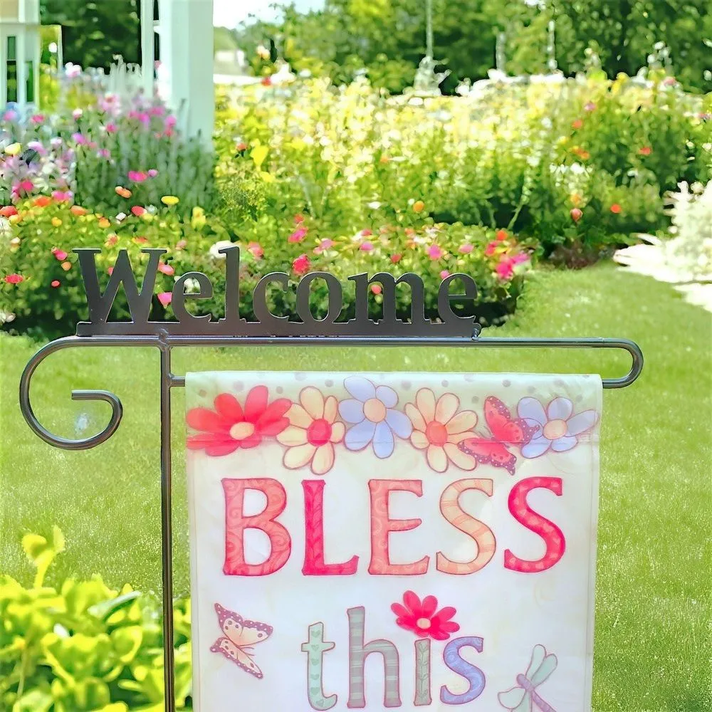 Garden Flag Holders with Decorative Emblems