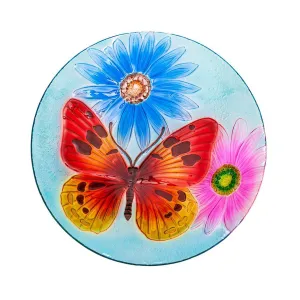 Glass 18" Birdbath,Butterfly,2gb618