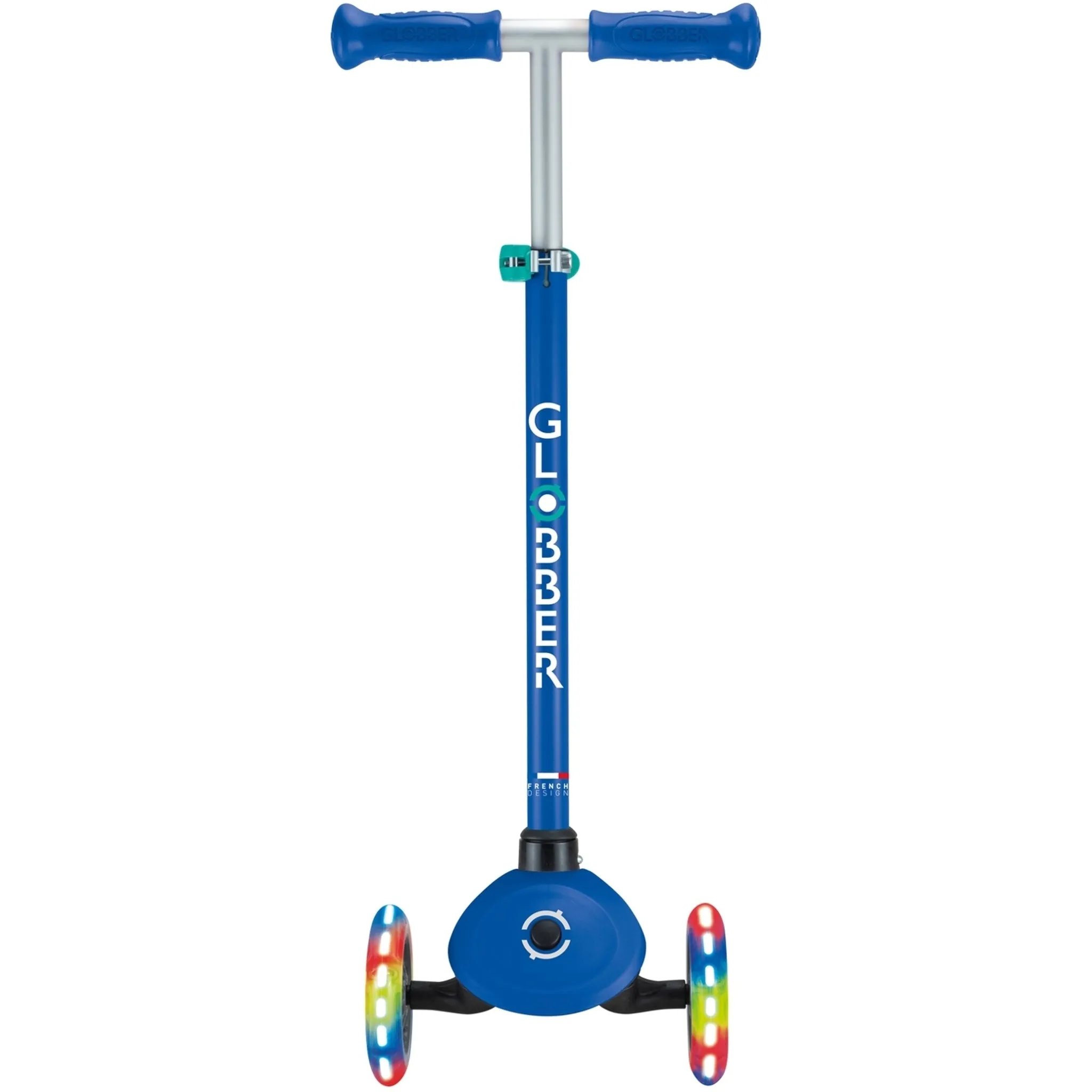 Globber Primo V2 Scooter With Lights And Griptape Navy Blue/Emerald Green