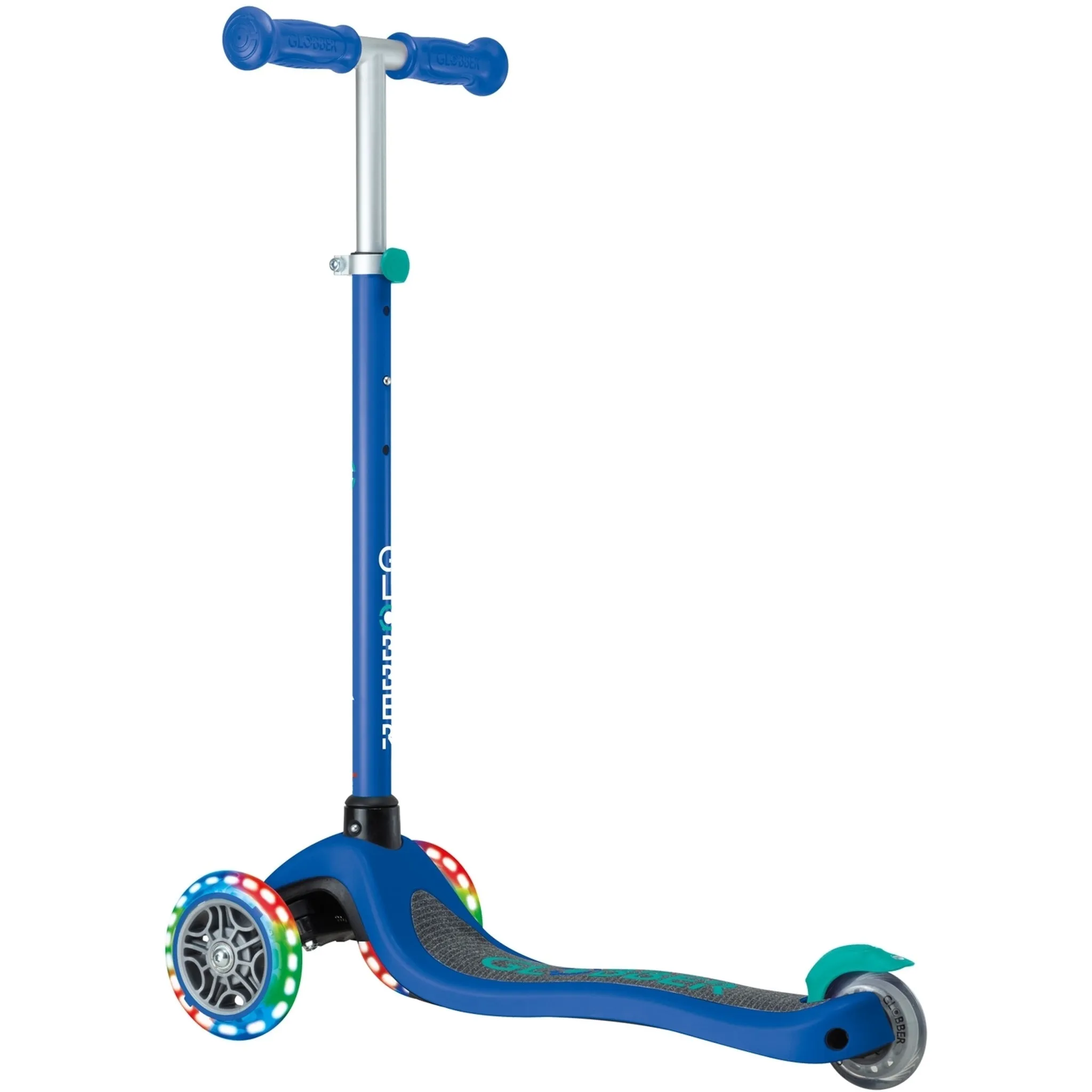Globber Primo V2 Scooter With Lights And Griptape Navy Blue/Emerald Green
