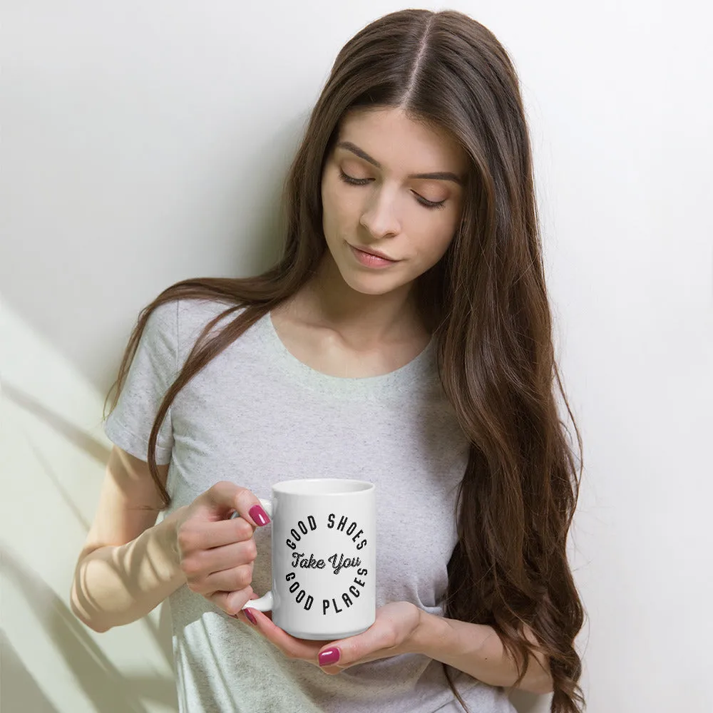 Good Shoes Good Places Custom Print Mug - White
