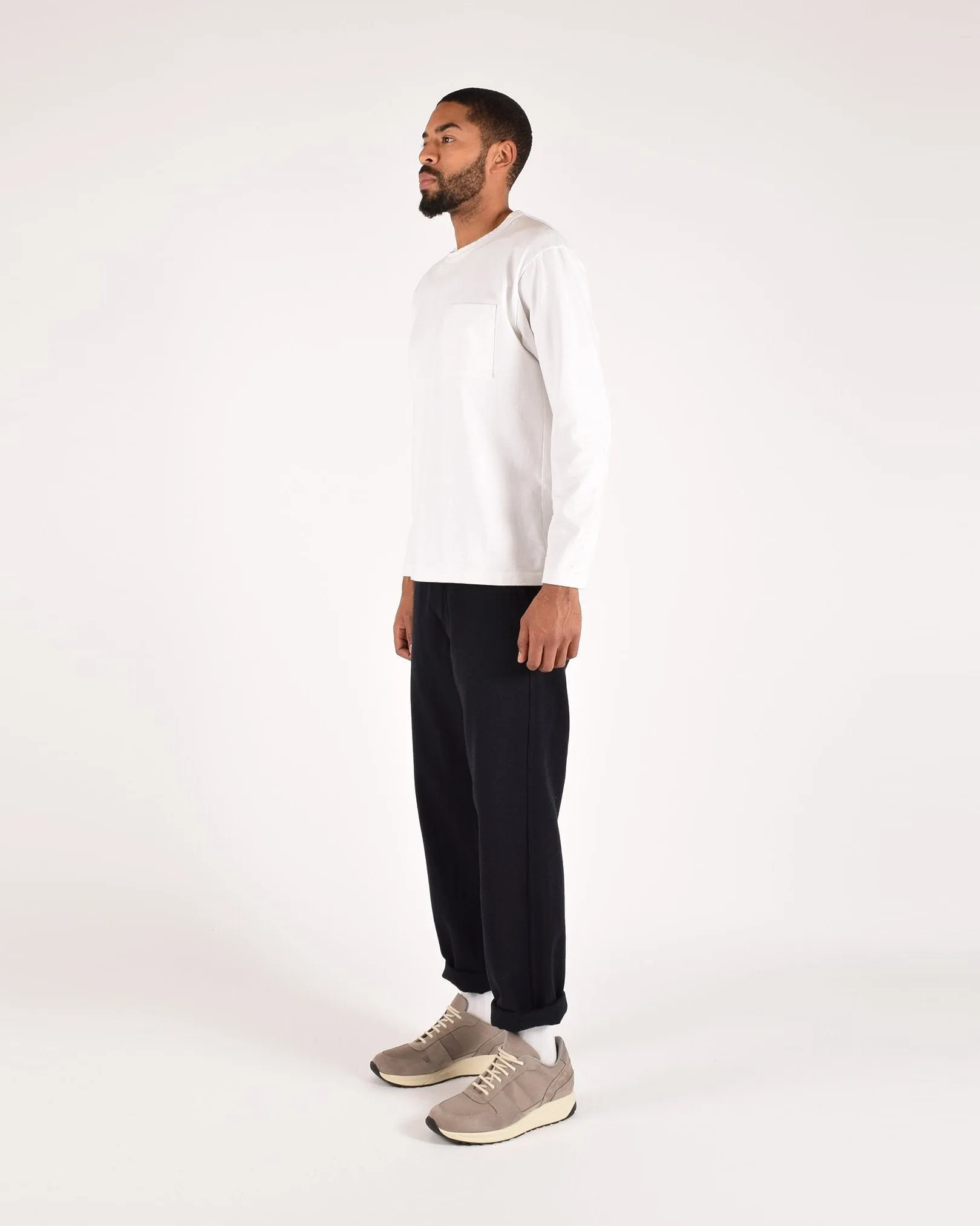 Heavy Duty Long Sleeve Tee - Single Pocket - White