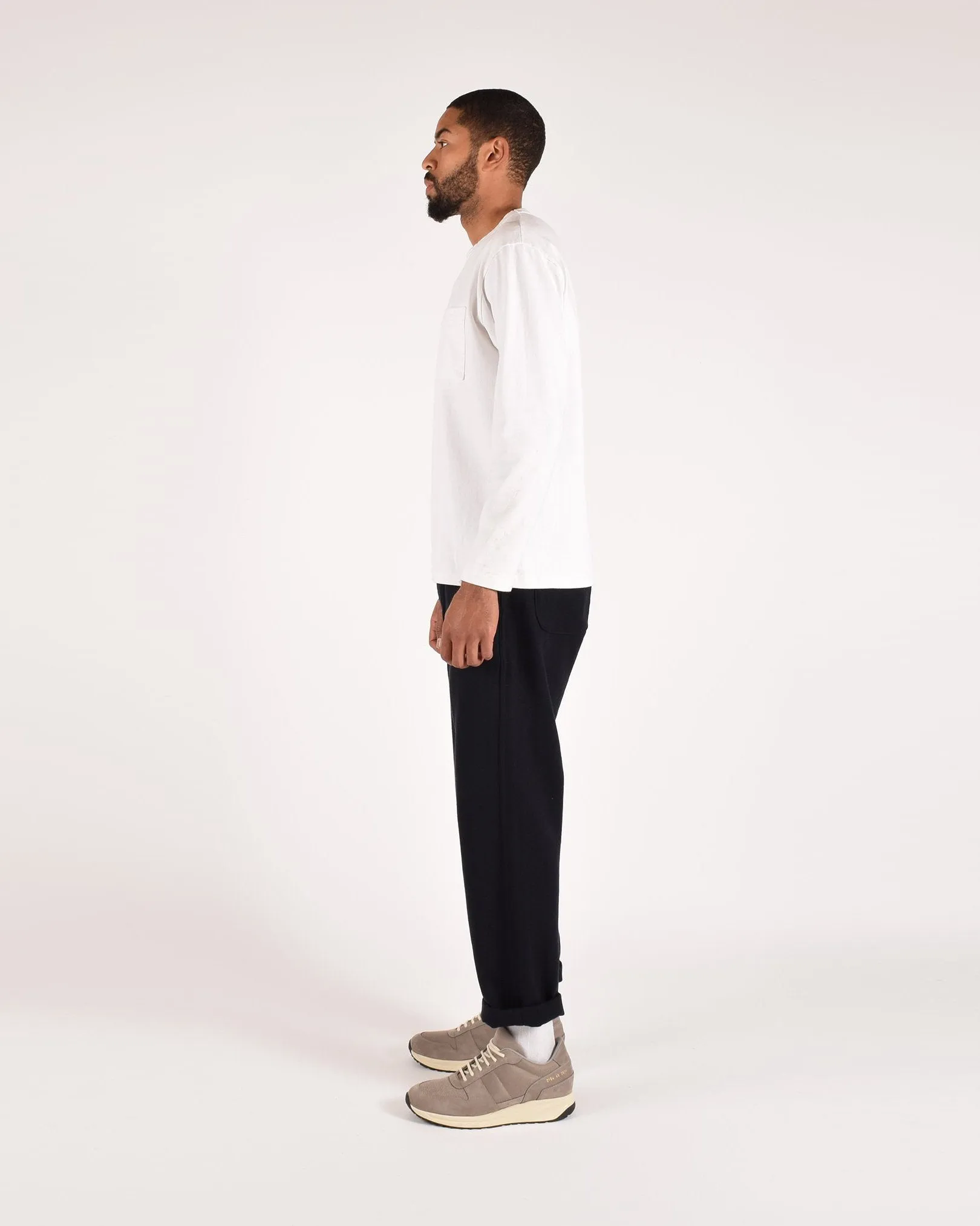 Heavy Duty Long Sleeve Tee - Single Pocket - White