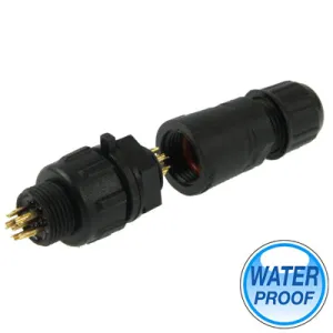 IP68 Shielded 6 Pin M14 Waterproof Connector, Cable Diameter: 2.5-7.5mm