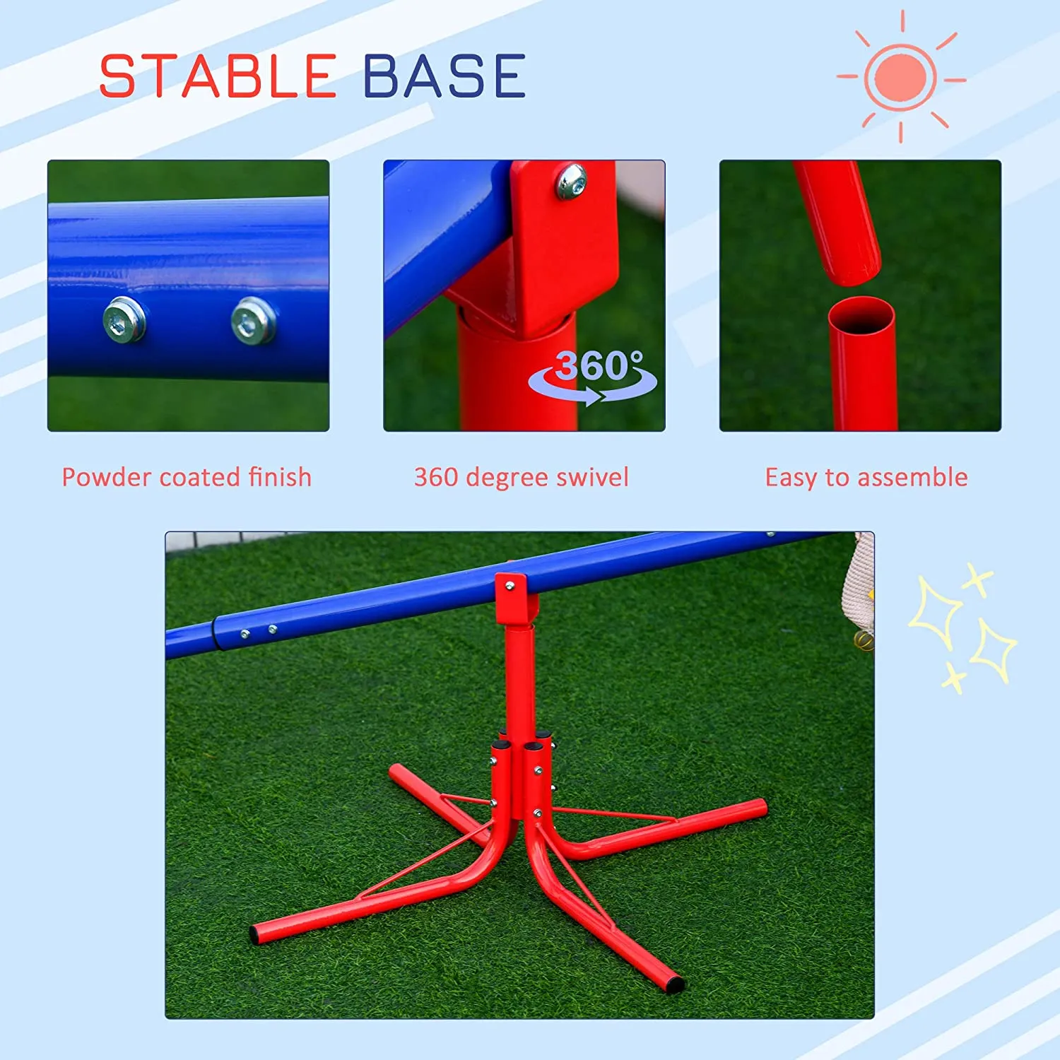 Kids Strong & Sturdy 360 Degree Rotating Metal Seesaw | 2 Seats | 3 - 8 Years